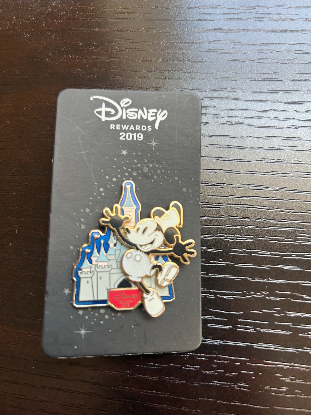 Disney Black Blue White Gold Mickey Castle Pin